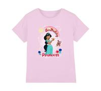 Aladdin Disney Birthday Princess with Jasmine and Abu Camiseta Infantil, Rosa, 7-8 A