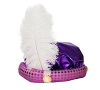 Aladdin Prince Hat - Sombrero de disfraz de príncipe - con plumas y sombrero turbante de príncipe perla hermoso diseño de lentejuelas para apariencia brillante accesorios de fotos