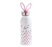 Aladdin Zoo Thermavac Botellas Termicas Agua Acero Inoxidable 0.43L Conejo - Se Mantiene Fría 7 Horas - Lazo Para Dedo de Silicona Suave - Botella Agua Niños Colegio - Libre de BPA