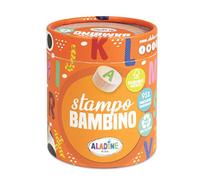 Aladine 03131 - Sellos infantiles de unicornio con sello de bambú (8 sellos de madera sostenible, etiqueta FSC + tinta negra, ocio creativo a partir de 3 años