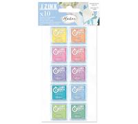 Aladine 03977 - Tinta para sellos (10 unidades, 3,3 x 3,3 cm, color amarillo, naranja, rosa, azul, verde, para álbumes de recortes, tarjetas y manualidades