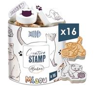 Aladine-16 - Sellos para gatos con tinta - Espuma y goma - para cartería, bala diario, scrapbooking, ocio, dibujo - Creative Stamp - Idea de regalo para niños adultos 03714