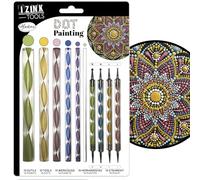 Aladine Kit Outils de Dot Painting - 10 Accesorios & 14 Mandalas, Guijarro, Madera, Tejidos, lienzos - Puntos de Pintura - Ocio 80811, Multicolor, hobbies creativos