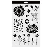 Aladine 81229 - Stencil Floral 20 x 30 cm - Stencil para decoración de todas las superficies - Stencil fieltro, pintura, aerógrafo - Dibujo floral