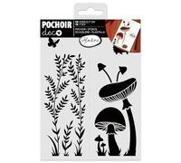 Aladine 81264 - Plantilla de estartes de flores de hierba y hongos (13 x 18 cm), diseño de flores, color verde