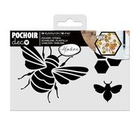 Aladine 81274 - Stencil Abeja, 15 x 10 cm, plantilla para decoración de todas las superficies - Stencil fieltro, pintura, aerógrafo dibujo - Deco Ruche - 81274
