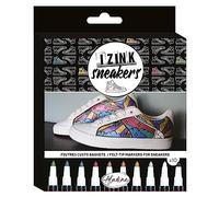 Aladine 85534 - Rotuladores para personalizar baloncesto, zapatos de piel y sintética, colores metálicos, rotuladores, bolígrafos, dorado, plata, negro, azul, verde
