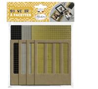 Aladine 85616 - Kit de marcos de fotos facetados, color negro, plateado, dorado, 4 formas de madera y azulejos adhesivos, kit de ocio creativo