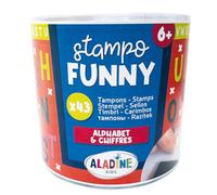 43 sellos alfabeto y números con tinta negra - sellos infantiles de 6 años y + - Stampo Funny - Tinta lavable - Actividad manual Dibujo - Letras A a Z, Números - Regalo Niña Niño