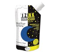 Aladine - Izink Diamond Glow - Pintura con purpurina para el día, fosforescente por la noche - Ultra cubriente, todo soporte - DIY y ocio creativo - Botella flexible 60 ml - Azul 82095