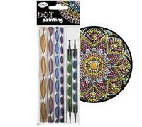 Aladine Kit Dot Painting - 7 herramientas y 9 puntas - para Mandalas, guijarro, madera, tejidos, lienzos - Puntos de pintura - Ocio creativo multicolor