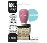 Aladine Roll' Stamp Compliments - Sello con rueda - 12 mensajes para sellar en cualquier lugar - Ideal para Bullet Journal, Scrapbooking 2159 negro