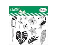 Aladine - Stampo Clear Botanic - Sellos Transparentes creativos - DIY y álbumes de Recortes - Colocación precisa de Patrones - Hoja de 15 Sellos de Silicona