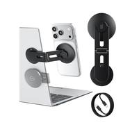 ALAFLY Soporte Magnético para Teléfono y Portátil con Carga Inalámbrica 15W, Soporte Plegable Compatible con MagSafe para iPhone 17/16/15/14/13/12, Monitor y Tesla 3/Y/S/X, Negro, Aluminio
