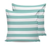 ALAGEO Juego de 2 fundas de almohada impermeables para muebles de patio, fundas de almohada decorativas de rayas sólidas, color verde azulado, fundas de cojín para sofá, silla, decoración del hogar,