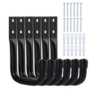 ALAHUGYEF 6 Pcs Gancho Pared de Garaje Resistentes, Gancho Bicicleta Ganchos para Colgadores de Pared Negro, Soporte Ganchos en J para Herramientas de Jardín Eléctricas