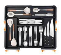 ALAIFU Organizador cubiertos cubertero organizador cajones cocina, antideslizante y resistente al agua sin BPA 9 compartimentos, gran capacidad, extensible 33-36.8 hasta 48.2-55.8 cm ahorro de espacio