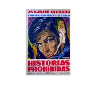Alain DelonPoster Lienzo decorativo clásico impermeable que se desvanece, arte mural universal, pintura para regalar a amigos, profesores, 50 x 75 cm, estilo sin marco
