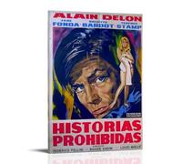 Alain DelonPoster Lienzo decorativo clásico impermeable que se desvanece, arte mural universal, pintura para regalar a amigos, profesores, 40 x 60 cm, estilo marco