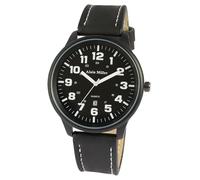 Alain Miller - Reloj analógico para hombre, color negro, marrón, fecha, imitación de piel, cuarzo, marrón
