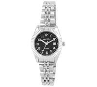 Alain Miller - Reloj clásico para mujer, color negro y plateado, analógico, fecha, acero inoxidable, cuarzo, Negro