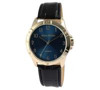 Alain Miller Reloj de pulsera para hombre de piel sintética en color negro, en una longitud de 24 cm, diseño clásico para cualquier hombre