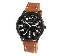 Alain Miller Reloj de pulsera para hombre de piel sintética, longitud de 26 cm, diseño clásico para cualquier hombre, marrón