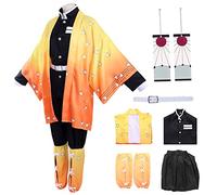 Alaiyaky Demon Slayer - Juego de disfraz de cosplay de anime con cinturón de capa y aretes para adultos y niños, ropa de cómic para fiesta de Halloween (pequeño, Cosplay3)