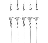 Alambre Colgante para Colgar Cuadros Pinturas Fotos, Cable de Colgar de Acero Inoxidable de 2m x Φ1.5mm con Ganchos Ajustables y Gancho de Carril, 5 Piezas
