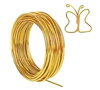 Alambre de aluminio de calibre 9 de 3 mm, alambre de metal flexible de 50 pies para esculpir, modelado de bicicleta, fabricación de joyas, tejido de alambre y envoltura (dorado)