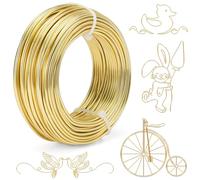Alambre de aluminio dorado de calibre 18, alambre de esculpido de 1 mm x 100 pies, alambre de metal flexible para hacer muñecas, esqueleto, manualidades, joyería, tejido y envoltura de alambre