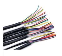 Alambre de cobre de 28 AWG 2-10 núcleos | Aislamiento recubierto de PVC, 2464 estándar, cable de control de señal DIY, línea de audio de canal (negro, 40 m, 28 AWG-6 cores)