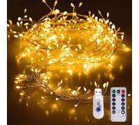 Alambre De Cobre Firecracker Light String, LED Cluster Fairy Lights Con Mando A Distancia, Luces De La Atmósfera De Decoración, Para El Dormitorio, Bricolaje, Fiesta, árbol De Navidad (Warm,3M)