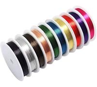 Alambre de Joyería Alambre de Cobre Metal Kit de Envoltura de 10 Rollos de Alambre para la Fabricación de Joyas Artesanales Colores Mezclados de 0.3 mm