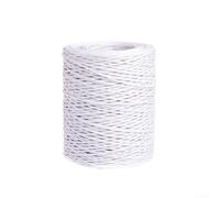 Alambre de papel de 200 m, alambre floral natural de 2 mm para embalaje de ramos, manualidades, jardín, plantas, atar coronas, rollo de cuerda decorativo (blanco)