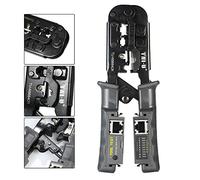 ALAMBRE de PRUEBA ALICATES RJ11 RJ12 RJ45 CABLE CRIMPER STRIPPPER CORTADOR TESTER 2 EN 1 FUNCIÓN UTP STP ACERO ABS NEGRO