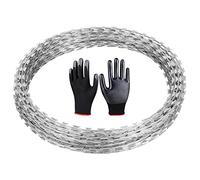 Alambre De Púas Alambre De Púas - Cinta De Alambre De Púas Concertina - Alambre De Púas De Acero Galvanizado Cercado De Alambre De Púas - Doble Espiral (Color : Silver, Tamaño : 15m)