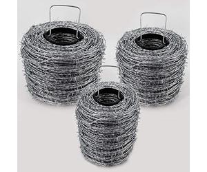 Alambre de púas Aquagart galvanizado I 1,6/1,7 mm para cerca salvaje I plata I distancia entre púas 10 cm I 2 hilos/4 puntas I alambre de cuchillas I rollo de alambre de pasto (200 m)