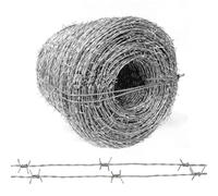 Alambre de púas de acero inoxidable, cerca de alambre de púas de 4 puntas, ideal para cercas, alambre de púas para manualidades(300m)