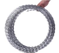 Alambre de púas de Acero Inoxidable en Rollo - 45 cm, Doble Espiral, 30 m, para Valla de Exterior, para protección de jardín, Red delimitadora Duradera, Color Plateado