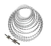 Alambre De Púas De Cinta Galvanizada Alambre De Púas Helicoidal Clip De Valla De Jardín De Acero Galvanizado, Alambre De Púas De Concertina Para Sitios Seguros, Cerca De La Granja ( Color : Silver , T