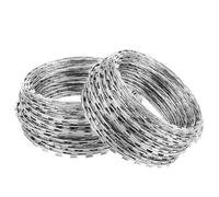 Alambre de púas galvanizado de Doble Espiral para cercas, Alambre de Seguridad para la Parte Superior de muros, Cinta de púas de 100 m para protección de Patios Traseros, Granjas y Jardines.