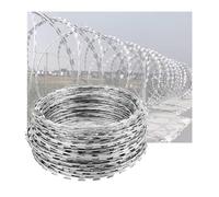 Alambre de púas galvanizado en Rollo - 45 cm x 70 m - Cerca en Espiral para jardín Exterior, protección agrícola, Control de Animales, Red delimitadora Segura, Color Plateado