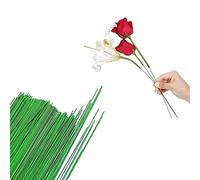 Alambre de Tallo Floral,100 PCS Verde Alambre de Floristería Alambres de Tallo de Alambre Grueso Lacado para Flores Artificiales Decoraciones Ramo de Boda Artesanías 40CM 22#