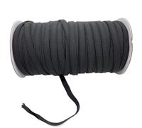 Alambre Elástico Banda elástica for cintura de 5 yardas, banda costura blanca y negra 3 a 12 mm, cinta cuerda(Black,12mm)
