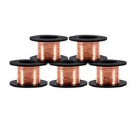 Alambre esmaltado de cobre, 5 Rollos de bobina de cobre esmaltado 0.1mm, hilo conductor Cobre Cable Metal Alambre con alambre de alta conductividad eléctrica, Joyería, reparación