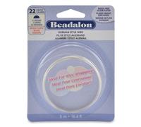 Alambre estilo alem n Beadalon de media ca a con placa de plata, calibre 22/0,025 pulg. - 5 m/16,4 pies