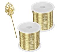 Alambre para bisutería de cobre dorado - 2 bobinas de alambre de joyería de 100m cada una, 0.3mm, para crear joyas, flexible y resistente, hacer coronas, joyería, abalorios, floral