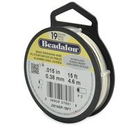 Alambre para ensartar Beadalon de 19 hilos, 0,015 pulgadas (0,38 mil metros) de di metro, 15 pies/paquete, ba ado en plata