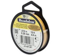 Alambre para ensartar cuentas Beadalon de 19 hilos, 0,015 pulgadas, chapado en oro, 15 pies